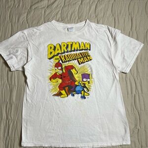 Vintage 90s The Simpsons Bart Bartman White Tee Shirt Radioactive Man Size M